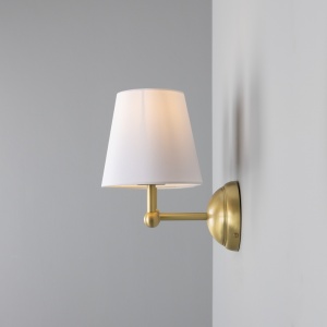 Busan Modern Brass Double Wall Light with Fabric Shades